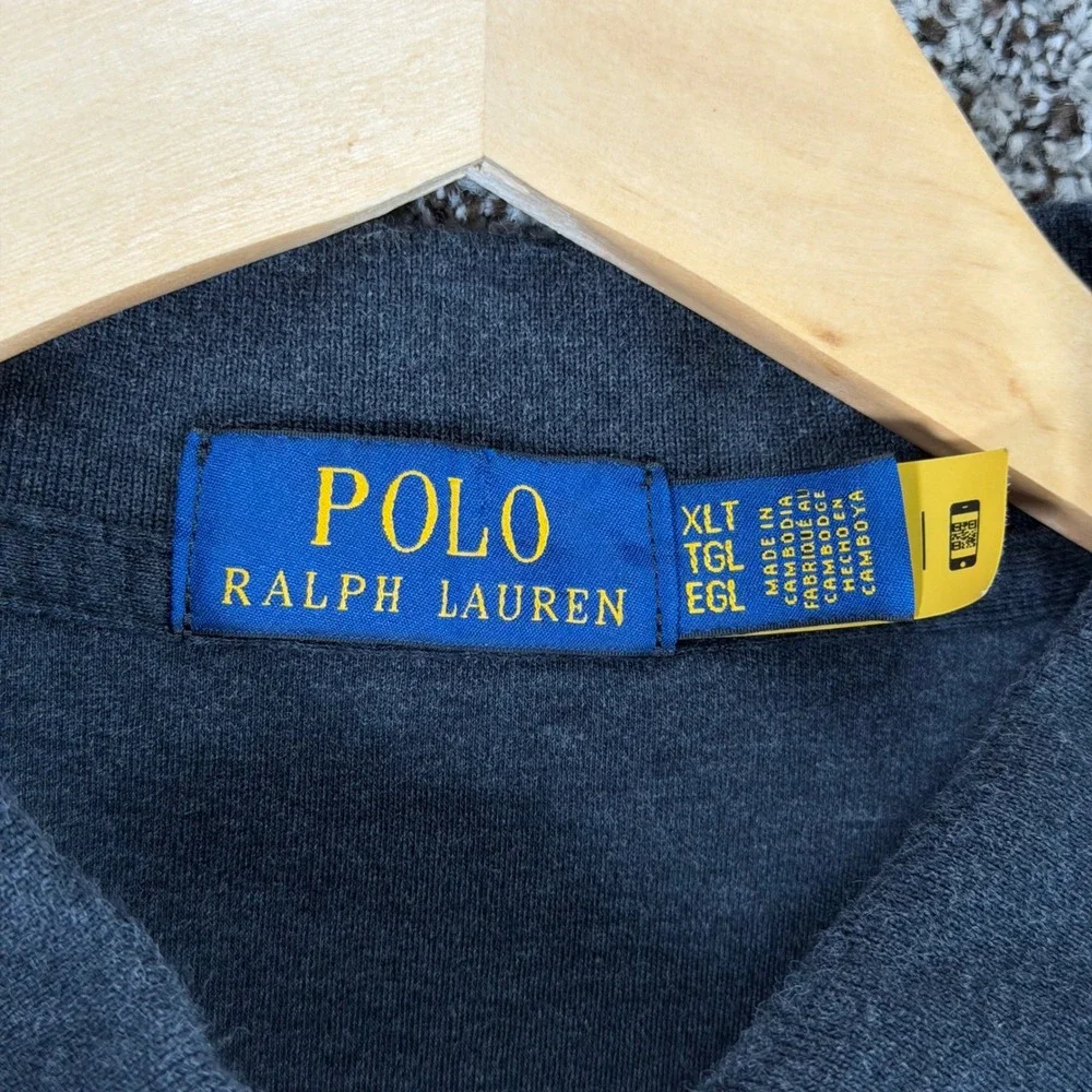 POLO RALPH LAUREN Shirt Mens XLT Charcoal Cotton Flesh Pony Preppy Casual